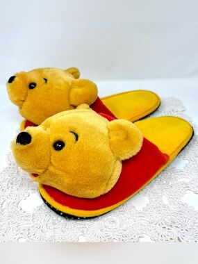 Vintage Disney Store Winnie The Pooh Plush House Slippers Large Adult Women 7/8
